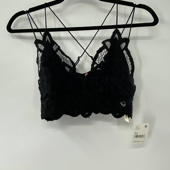 Free People Intimately Adella Black Crochet Lace Strappy Bralette Size XS NWT - Picture 11 of 12